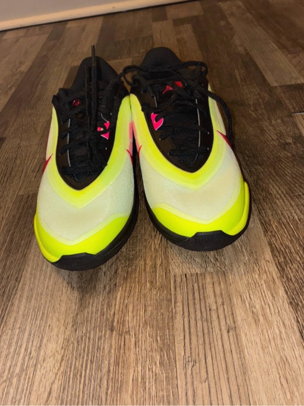 Neon Yellow and Black Athletic Shoes